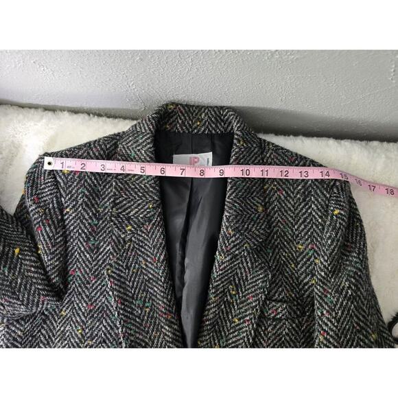 Vintage JP Japan Rainbow Confetti Herringbone Tweed Blazer Coat Womens Large 14 - Picture 9 of 13